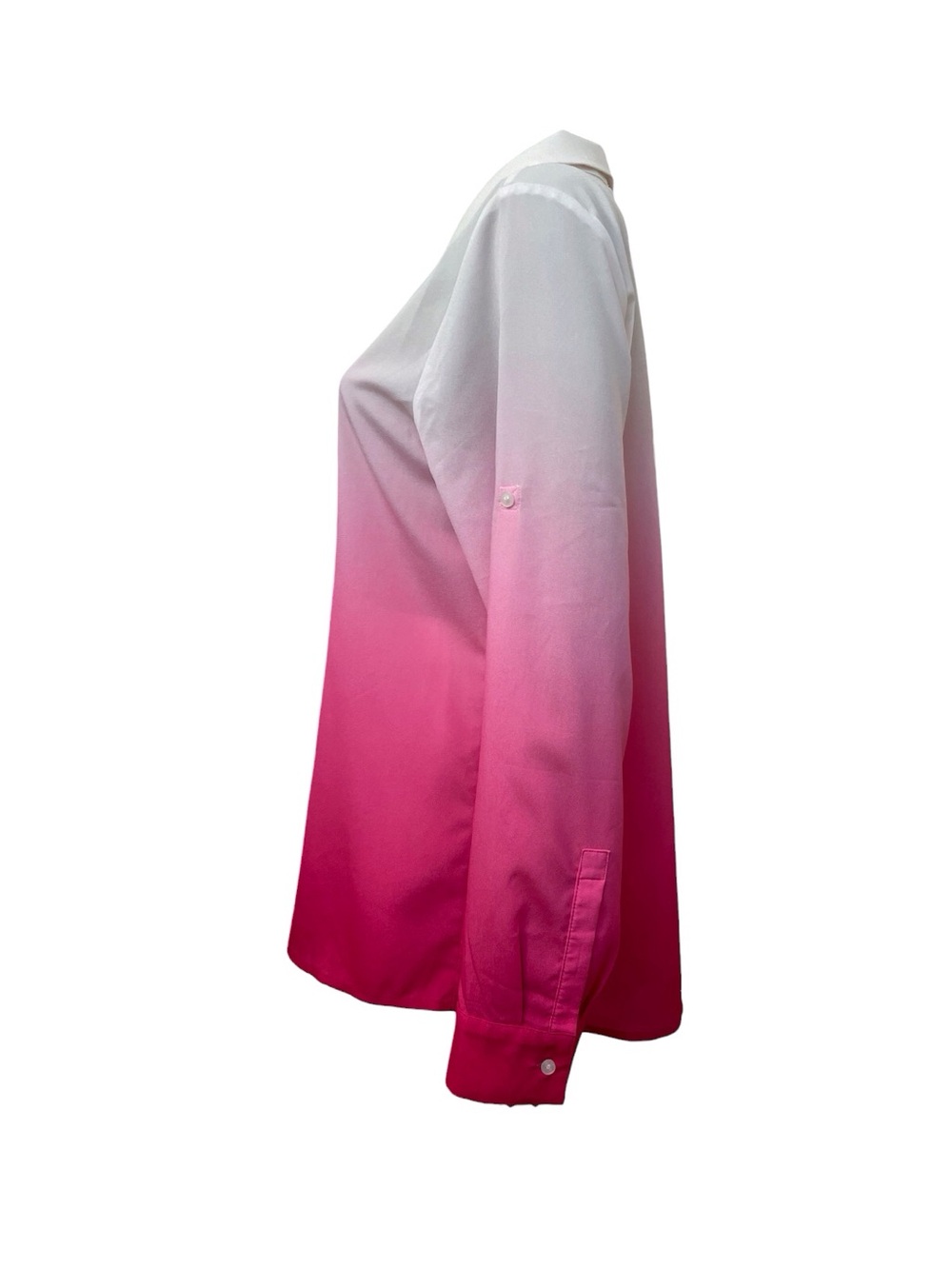 Calvin Klein Women's Ombre Pink White Button Down Shirt,L - Picture 3 of 12
